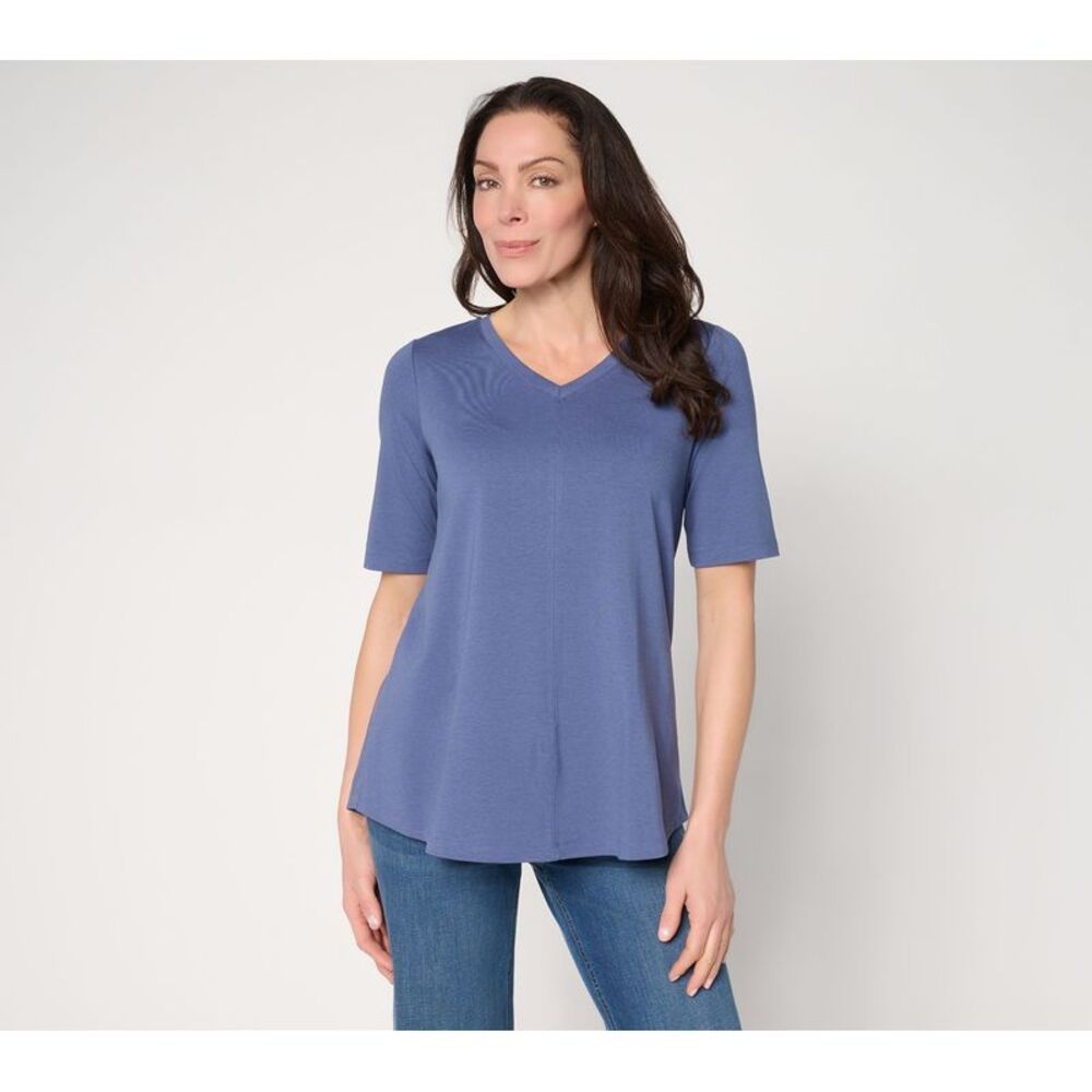 Gloria Vanderbilt Women's Top Plus Sz 2X Denim & Co. Essentials Blue A278986
